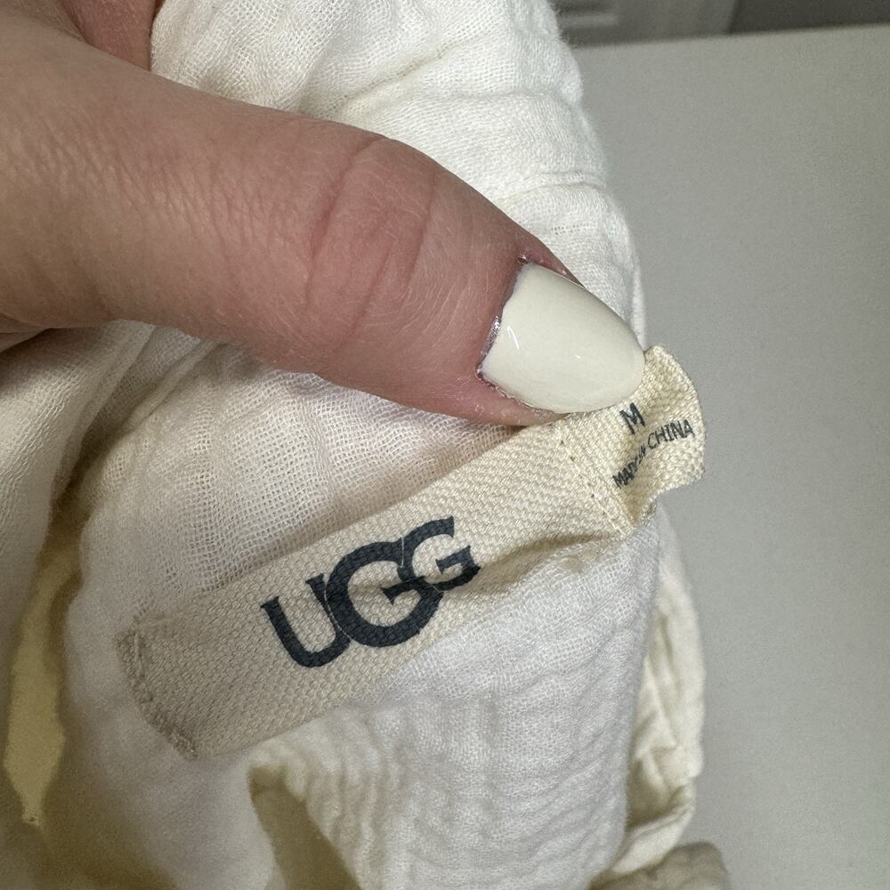Ugg Womens Top M White 100% Cotton Embrook Shirt Gauze Relaxed Beachy Lounge - Picture 8 of 10